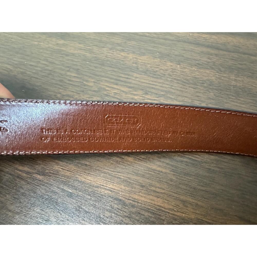 Vintage Coach Mens Dark Brown Leather Belt Size 34 - Picture 3 of 10